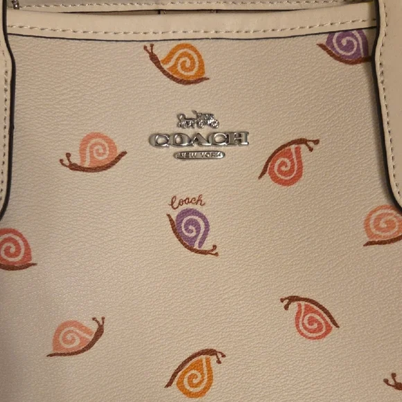Coach Beige Tote with Colorful Snail Design - Picture 2 of 6